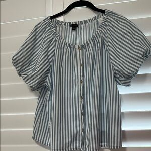 Ann Taylor Blue and White Striped Blouse